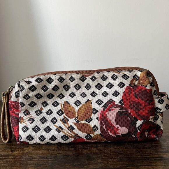 Women’s Volcom Small Double Zipper White Rose-Printed Coin Pouch Bag - Picture 3 of 8